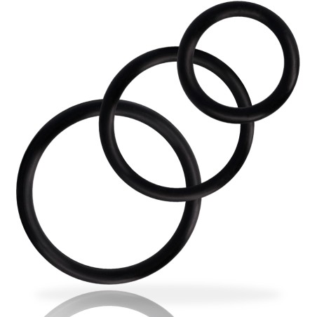 ADDICTED TOYS - CONJUNTO DE ANILLOS PARA PENE NEGRO