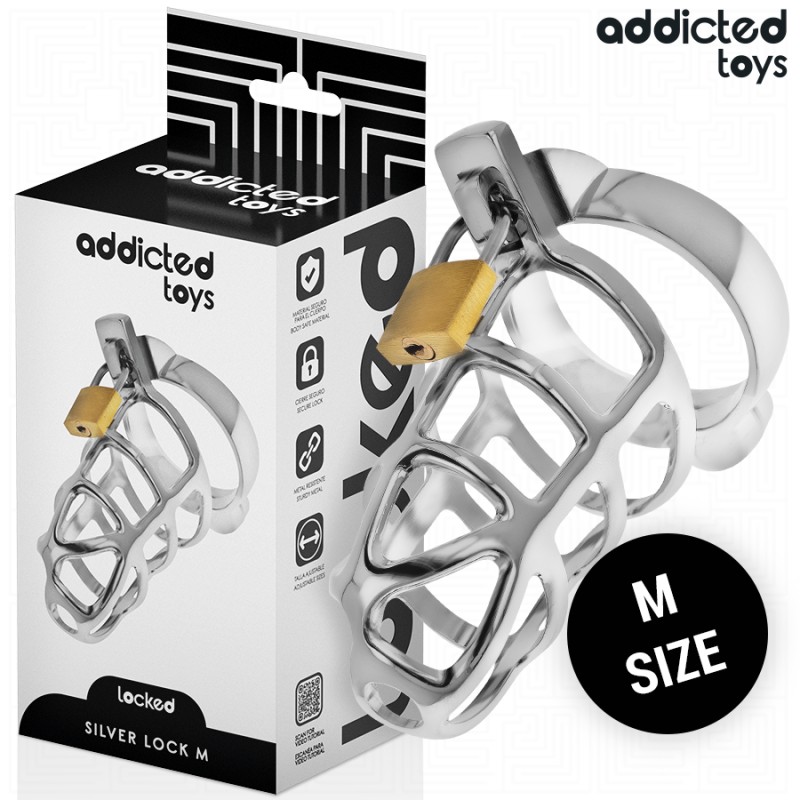 ADDICTED TOYS LOCKED - CÁMARA PENE SILVER LOCK METAL TAMAÑO M
