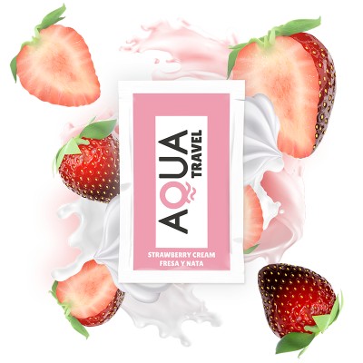 AQUA TRAVEL - SABOR CREMA DE FRESA LUBRICANTE BASE DE AGUA 6 ML