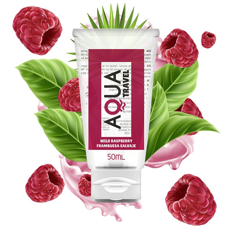 AQUA TRAVEL - SABOR FRESA WILD LUBRICANTE BASE DE AGUA - 50 ML