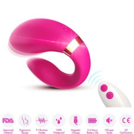 ARMONY - ESTIMULADOR VIBRADOR CRESCENT PARA PAREJAS CONTROL REMOTO FUCHSIA