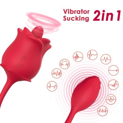 ARMONY - ROSA 2 EN 1 ESTIMULADOR DE SUCCIÓN & VIBRADOR 10 MODOS CON COLA ROJA