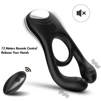 ARMONY - VEYRON DOBLE VIBRADOR ANILLO JUGUETE PARA PAREJAS CONTROL REMOTO NEGRO