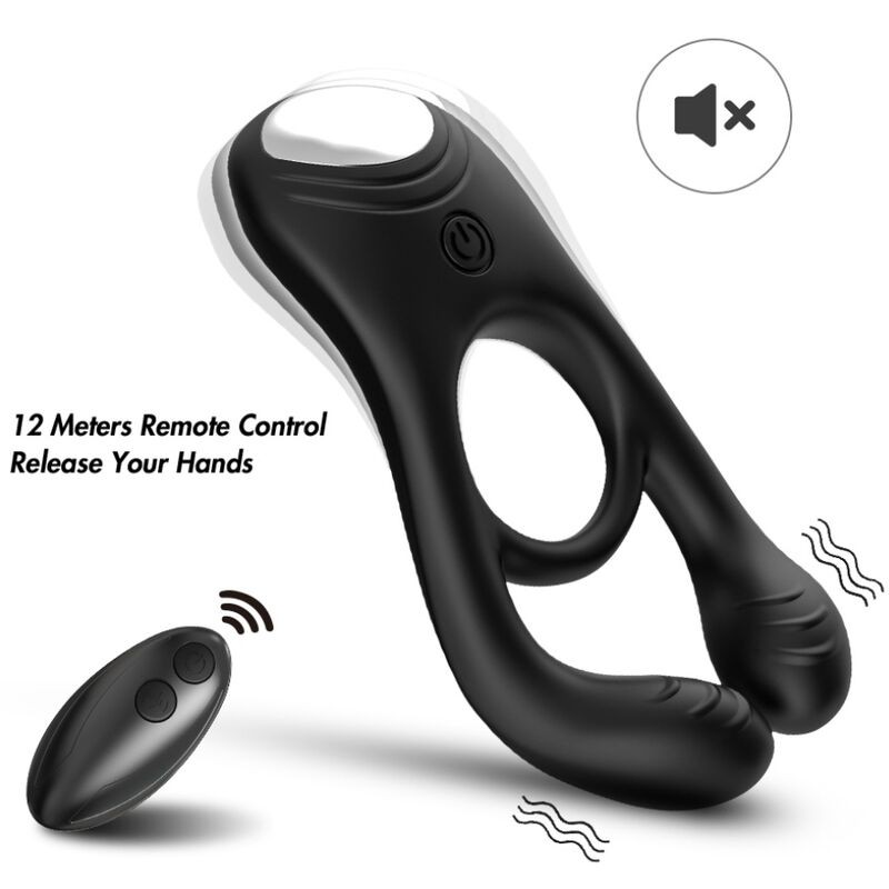 ARMONY - VEYRON DOBLE VIBRADOR ANILLO JUGUETE PARA PAREJAS CONTROL REMOTO NEGRO