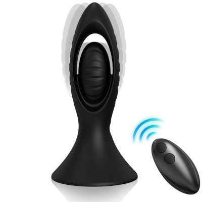 ARMONY - VIBRADOR Y ANILLO ANAL SILICONA NEGRO
