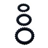 BAILE - CONJUNTO 3 PIEZAS ANILLOS PARA PENE NEGROS 2.8 + 2.4 + 1.9 CM