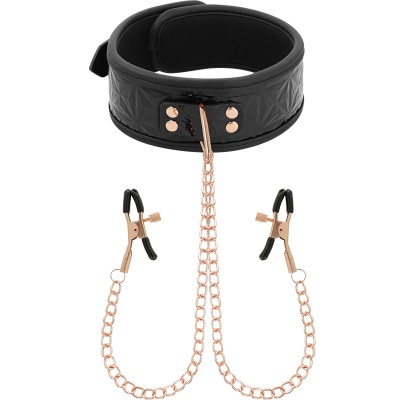 BEGME - Edición Negra Collar Con Pinzas para Pezones Con Forro de Neopreno