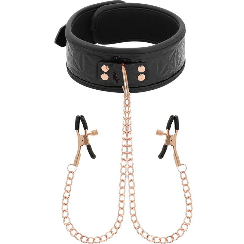 BEGME - Edición Negra Collar Con Pinzas para Pezones Con Forro de Neopreno