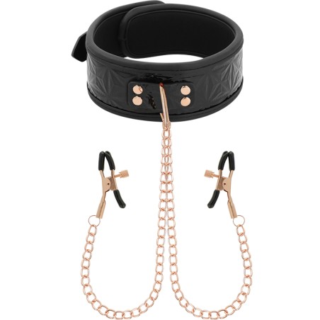 BEGME - Edición Negra Collar Con Pinzas para Pezones Con Forro de Neopreno