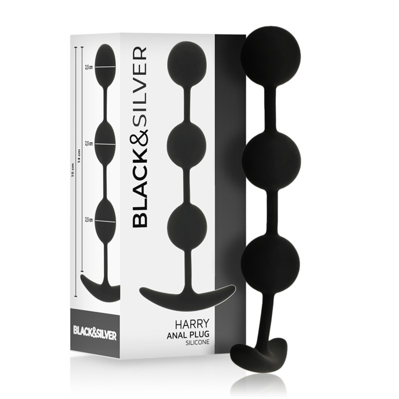 BLACK&SILVER - HARRY ROSARIO ANA SILICONE 3 ESFERAS 14 CM