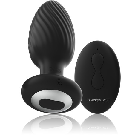 BLACK&SILVER - WELLS PLUG ANA SILICONE ROTADOR CON CONTROL REMOTO