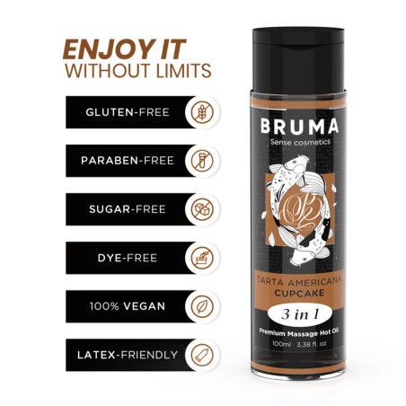 BRUMA - Aceite de Masaje Premium Caliente Cupcake 3 en 1 - 100 ML
