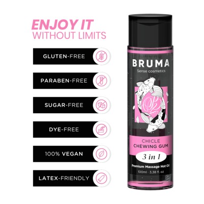 BRUMA - Aceite de Masaje Premium Caliente Chewing Gum 3 en 1 - 100 ML