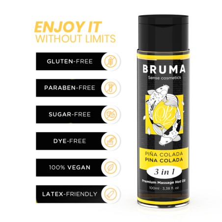 BRUMA - Aceite de Masaje Premium Caliente Pina Colada 3 en 1 - 100 ML