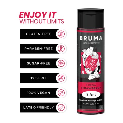 BRUMA - Aceite de Masaje Premium Caliente Fresa 3 en 1 - 100 ML