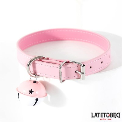 Collar con Cascabel Ajustable Rosa