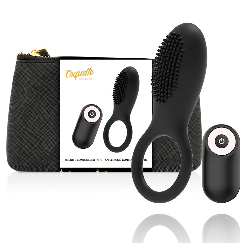 COQUETTE CHIC DESIRE - COCK RING REMOTE CONTROL RECHARGEABLE BLACK/ GOLD