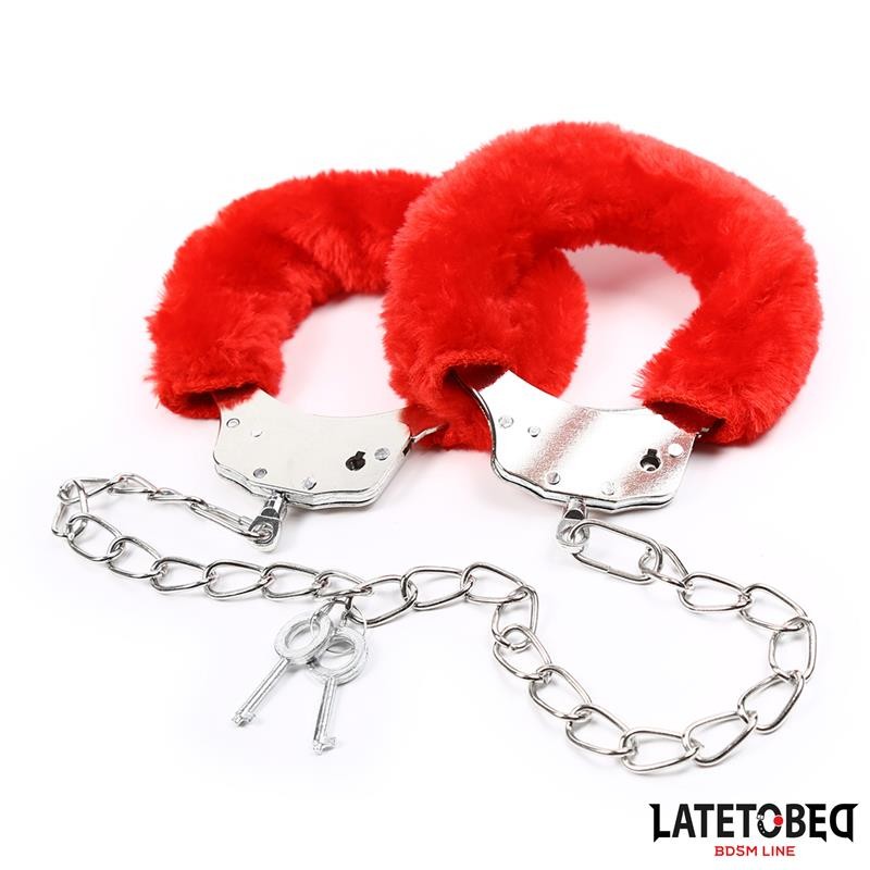 Esposas Pies Peluche Terciopelo Rojo