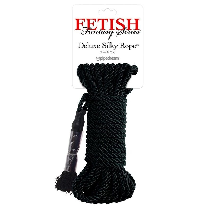 FETISH FANTASY SERIES - BLACK DELUXE SILK ROPE 9.75 M