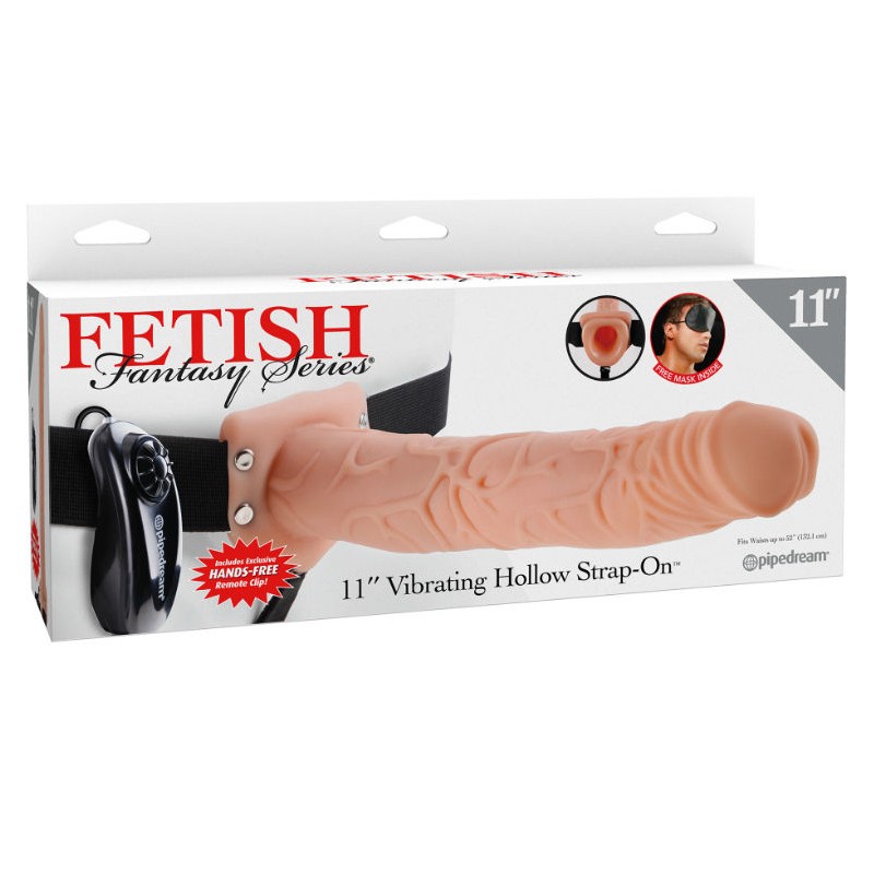 FETISH FANTASY SERIES - SERIES 11 HOLLOW STRAP-ON VIBRATING WITH BALLS 27.9CM FLESH