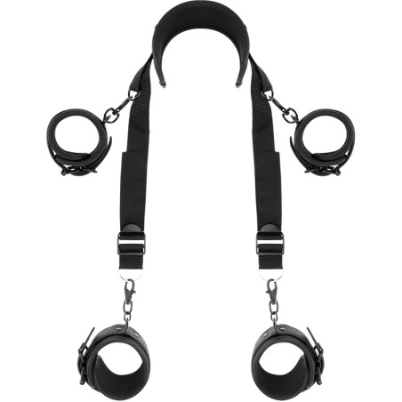 FETISH SUBMISSIVE - MASTER POSITION WITH 4 NOPRENE-LINED HANDCUFFS