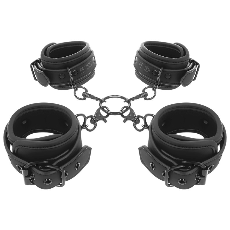 FETISH SUBMISSIVE - SET OF HAND AND ANKLE HANDCUFFS WITH NOPRENE LINING