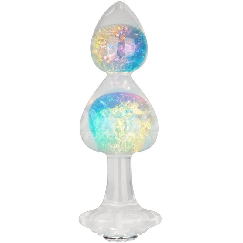Gemoria Plug Anal de Silicona con Centro de Cristal Multicolor