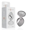 INTENSE - ALUMINUM METAL ANAL PLUG WITH SILVER CRYSTAL SIZE S