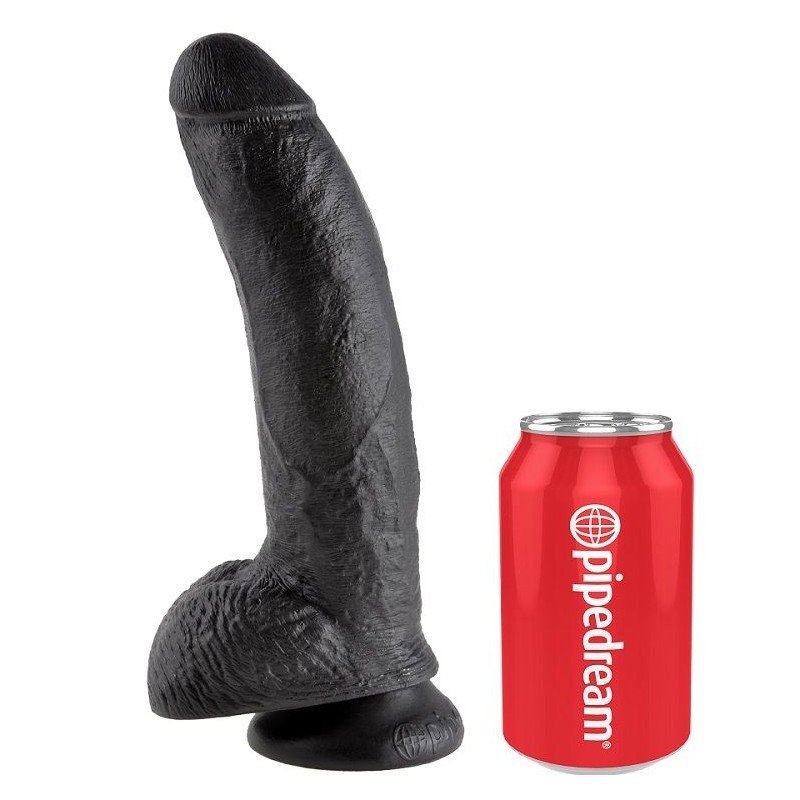 KING COCK - DILDO BLACK WITH BALLS 22.9 CM