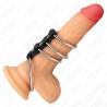 KINK - 4 METAL PENIS RINGS 3.7 CM TO 5 CM CONNECTED BY LEATHER