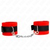 KINK - BEGINNER FUR HAND CUFFS BLACK-RED 30 X 7 CM