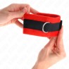 KINK - BEGINNER FUR HAND CUFFS BLACK-RED 30 X 7 CM