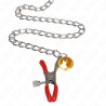 KINK - BELL TRIPLE NIPPLE AND CLIT CLAMPS RED WITH CHAIN 30 CM