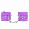 KINK - FUR LINED WRIST RESTRAINTS WITH SQUARE HOLES PURPLE AND PURPLE BELT ADJUSTABLE 17-29 CM X 6 C