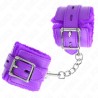 KINK - FUR LINED WRIST RESTRAINTS WITH SQUARE HOLES PURPLE AND PURPLE BELT ADJUSTABLE 17-29 CM X 6 C