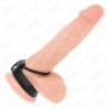 KINK - SILICONE PENIS RING 3.8 CM WITH BALL DIVIDER AND LEATHER STRAP 22 X 1.5 CM