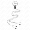 KINK - TRIPLE CHROME METAL PENIS RING 3.8 CM TO 5 CM WITH 26 CM METAL CHAIN AND NIPPLE CLAMPS MODEL