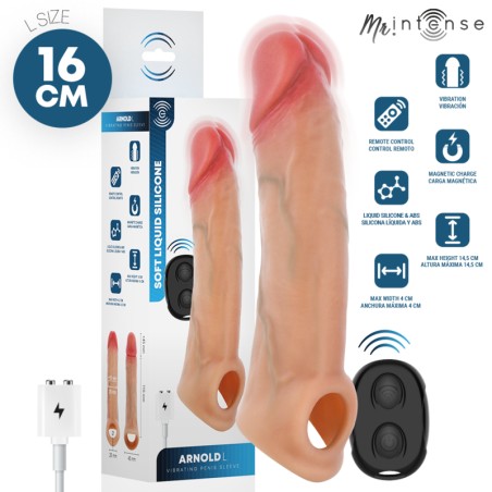 MR INTENSE - ARNOLD L VIBRATOR SILICONE PENIS SLEEVE WITH REMOTE CONTROL 16 CM -Ã- 4.5 CM