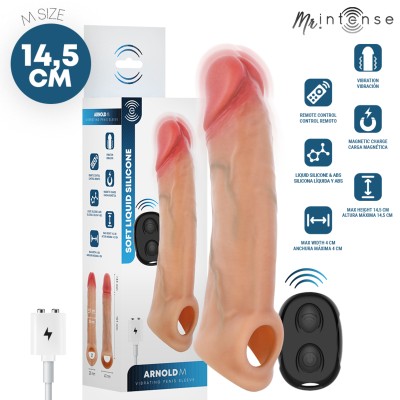 MR INTENSE - ARNOLD M VIBRATOR SILICONE PENIS SLEEVE WITH REMOTE CONTROL 14.5 CM -Ã- 4 CM