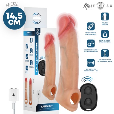 MR INTENSE - ARNOLD M VIBRATOR SILICONE PENIS SLEEVE WITH REMOTE CONTROL 14.5 CM -Ã- 4 CM