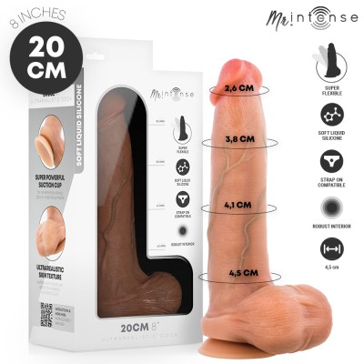MR INTENSE - BRUCE M SILICONE DILDO WITH TESTICLES 20 CM -Ã- 4.5 CM