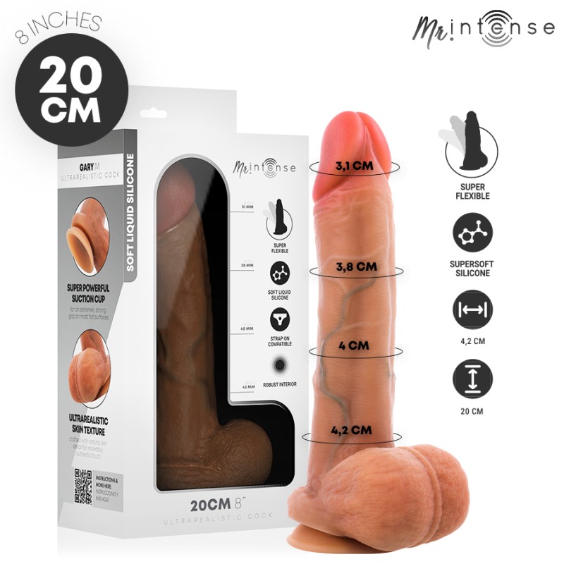 MR INTENSE - GARY M ULTRA-REALISTIC SILICONE COCK WITH TESTICLES 20 CM -Ã- 4.2 CM