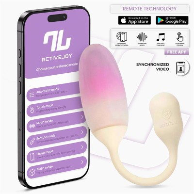NexEgg Huevo Vibrador Silicona Doble capa App Beige/Rosa
