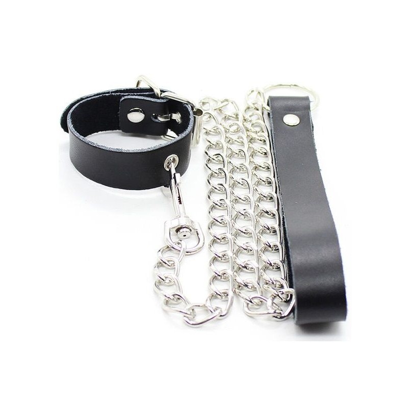 OHMAMA FETISH - PENIS NECKLACE AND LEATHER STRAP WITH METAL CHAIN