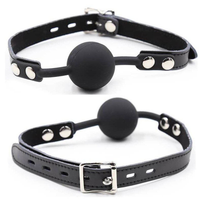 OHMAMA FETISH - SILICONE BALL GAG WITH LEATHER BELT (PADLOCK INCLUDED)