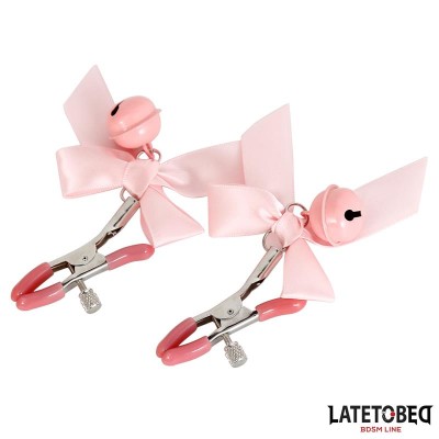 Pinzas para Pezones Lazo y Cascabel Rosa