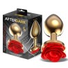 Plug Anal de Metal Dorado con Rosa Roja en la Base Talla L