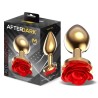 Plug Anal de Metal Dorado con Rosa Roja en la Base Talla M