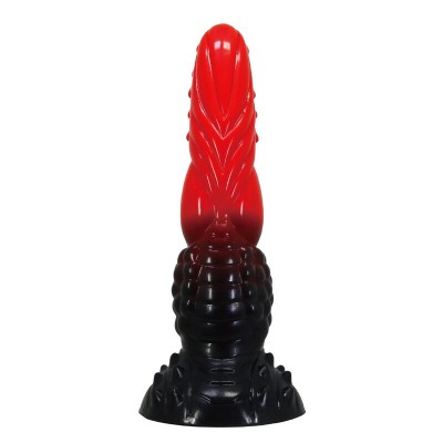 POWER MONSTERS - FIRE DRAGON FANTASY DILDO WITH SUCTION CUP 24.5 CM Ã 5.8 CM RED & BLACK