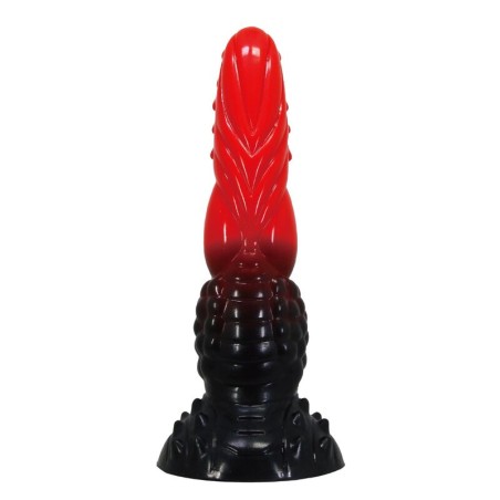 POWER MONSTERS - FIRE DRAGON FANTASY DILDO WITH SUCTION CUP 24.5 CM Ã 5.8 CM RED & BLACK